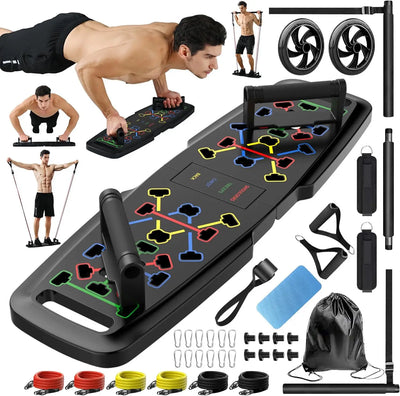 Push up Board,Home Gym,Portable Exercise Equipment,Pilates Bar and 20 Fitness